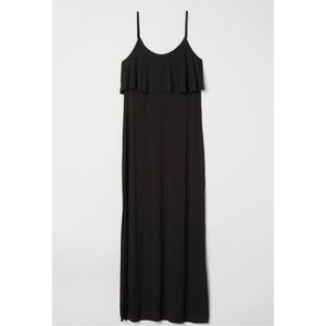 H&M BLACK JERSEY MAXI DRESS (L)
